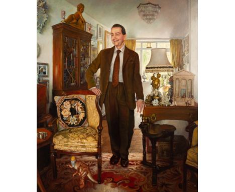 Vincent Michael Brown (b.1971)/Portrait of Anthony Beeson Esq & Aethelstan/monogrammed/oil on canvas, 105cm x 89cm/Provenance