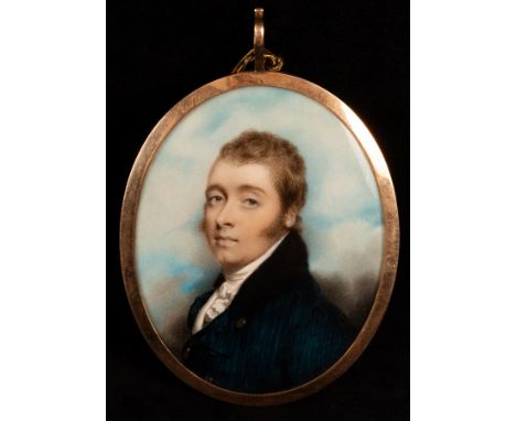 Andrew Plimer (1763-1837)/Portrait Miniature of Peter Campbell (1766-1821)/wearing a bottle green coat and white stock/waterc