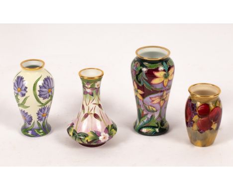Four Moorcroft enamel vases, Blue Cornflower, Scintilla, Shuntaki and Pomegranates/see illustration CONDITION REPORT: Conditi