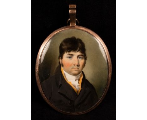 Attributed to John Comerford (1770-1832)/Portrait Miniature of a Gentleman/wearing a black coat, buff coloured waistcoat and 