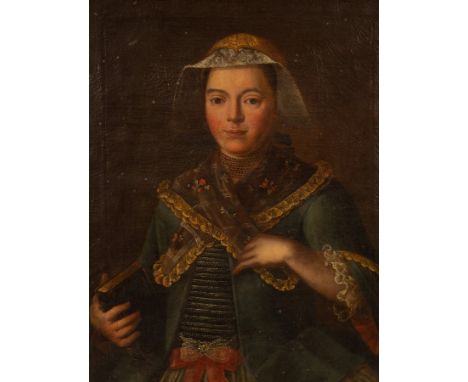 Continental School, 19th Century/Portrait of a Lady/half-length, wearing national dress/oil on canvas, 79cm x 62cm CONDITION 