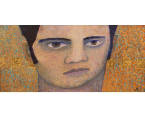 Malcolm Ashman (born 1957)/Portrait of Adriano or 'Bollywood Boy'/monogrammed and dated '02/oil on board, 27.5cm x 58.5cm/Pro