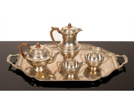 A five-piece silver tea service, Elkington &amp; Co., Birmingham 1932, comprising a teapot, hot water jug, milk jug, sugar ba