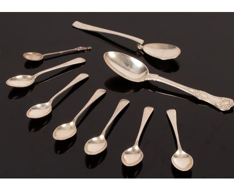 A set of six silver teaspoons, Mappin &amp; Webb and three other spoons CONDITION REPORT: Condition information is not usuall