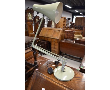 A vintage angle poise lamp in the Herbert Terry style, olive green