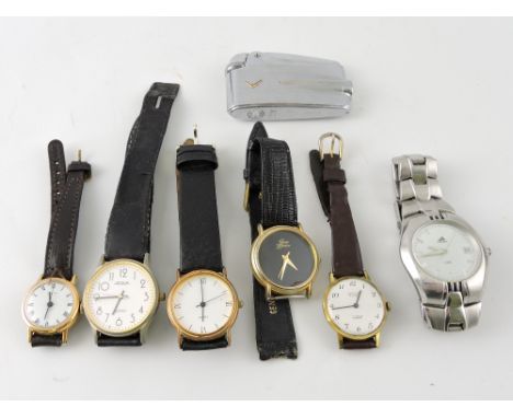 A collection of ladies and gentlemen's fashion wristwatches, including an Adidas steel cased watch, five others and a Ronson 