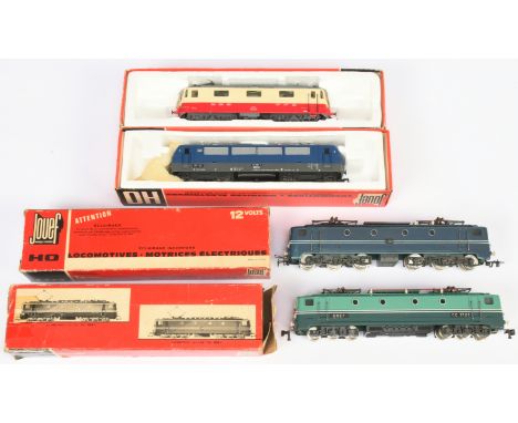 Jouef HO Group of 4x Overhead Electric Loco's. Comprising 8585 DB 184-003-5 Blue / Grey, 8857 SBB FFS 11160 Cream / Red, 8550