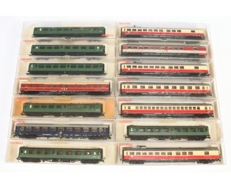 Fleischmann HO Gauge mixed group of Coaches to include Ref 5162 DB Trans Europ Express Coach with Pantograph and others (see 