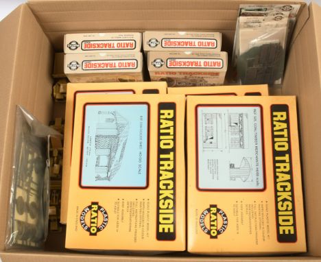 OO Gauge Ratio a group of unbuilt Plastic Kits to include 522 Engine Shed, 527 Carriage Shed, 525 Coal Merchants and others (