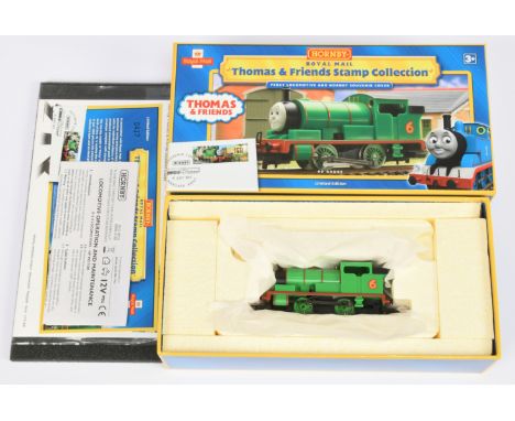 Hornby (China) R9686 Percy The Saddle Tank Engine, part of The Royal Mail Thomas &amp; Friends Stamp Collection complete with
