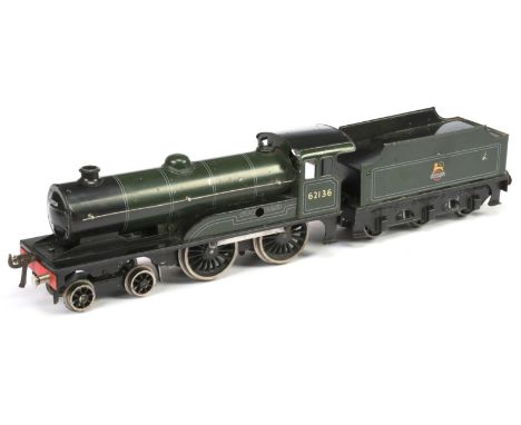 Bassett Lowke O Gauge 4-4-0 BR green Steam Locomotive No. 62136 "Prince Charles", clockwork. Condition is Good to Good Plus.&