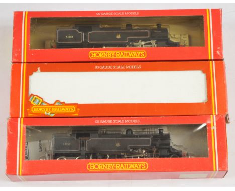 Hornby (GB) OO 2x R.239 Class 4P BR Black '42363', One is lightly weathered. R.055 LMS Class 4P in Red '2300'. Conditions: Fa