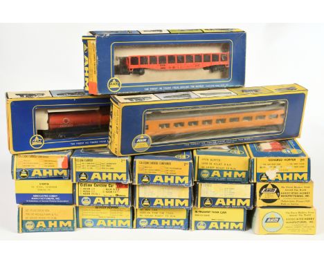 AHM HO. group of boxed American Wagons &amp; Coach. to include 5394 "Milwaukee" Calcium Carbide wagon, 5251 "Quaker" 3 Bay Co