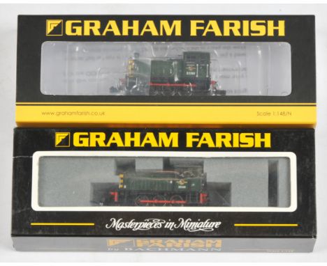 Graham Farish N Gauge. Pair of BR Green Shunter's. Comprising 371-050 0-6-0 D2246 Class 4, 371-061 0-6-0 D2388 Class 3. Condi