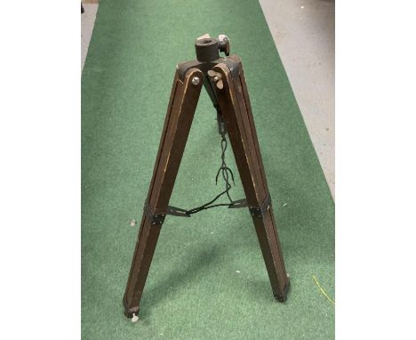 A VINTAGE WOODEN TRIPOD 