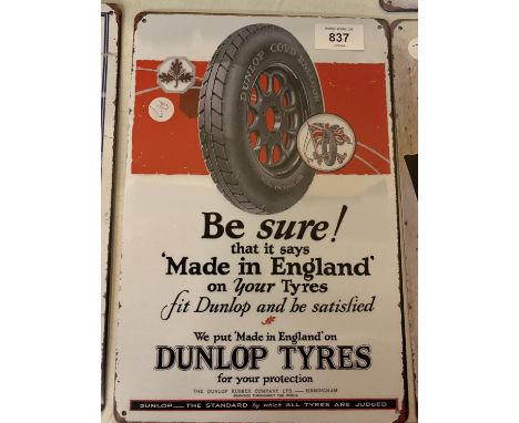 A VINTAGE STYLE MAN CAVE/GARAGE TIN METAL SIGN ' DUNLOP TYRES' 20X30CM 