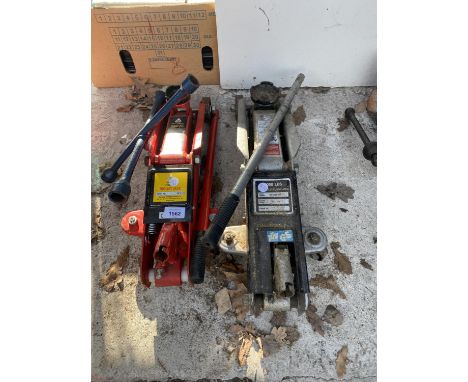 TWO TROLLEY JACKS AND A CAR WHEEL SPANNER 