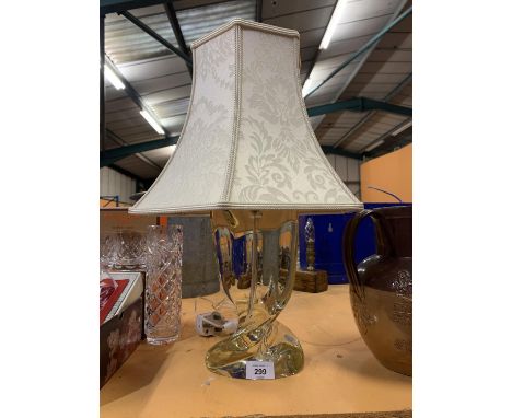 A GLASS BASED TABLE LAMP WITH SHADE (48 CMS HIGH) 