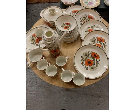A RETRO J &amp; G MEAKIN STUDIO COFFEE SET IN THE POPPY DESIGN 