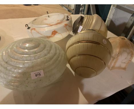 FIVE VINTAGE GLASS LIGHT SHADES 