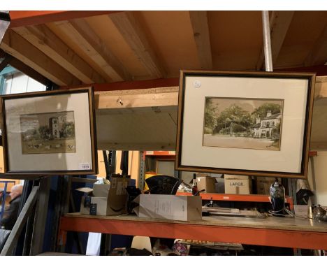 A PAIR OF FRAMED AND SIGNED R E COOPER WATERCOLOURS 