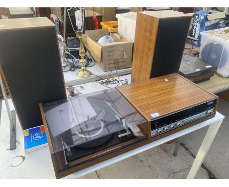 A FERGUSON RECORD PLAYER UNIT AND A PAIR OF SPEAKERS 