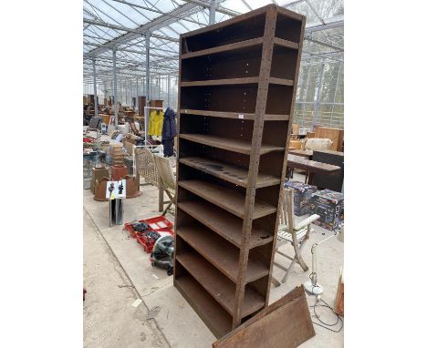 A VINTAGE METAL 10 SHELF UNIT (H:221CM W:92CM) 