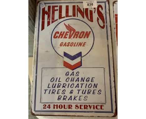 A VINTAGE STYLE MAN CAVE/GARAGE TIN METAL SIGN 'HELLING'S...' 