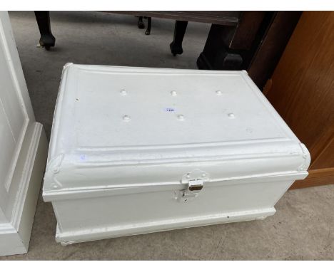 A PAINTED METALWARE TIN TRUNK 