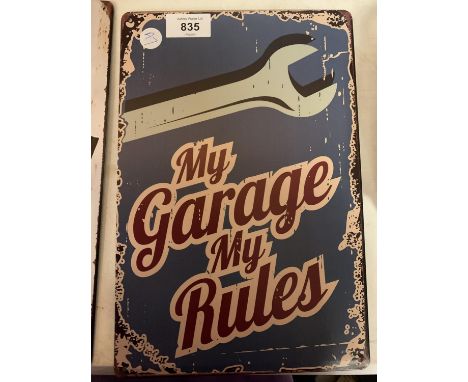 A VINTAGE STYLE 'MY GARAGE MY RULES' TIN METAL SIGN 20X30CM 