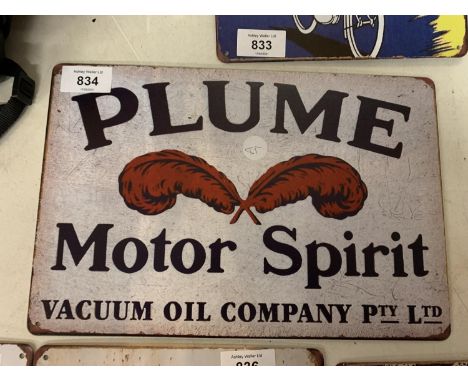 A VINTAGE STYLE 'PLUME MOTOR OIL' GARAGE/MAN CAVE SIGN 20X30CM 