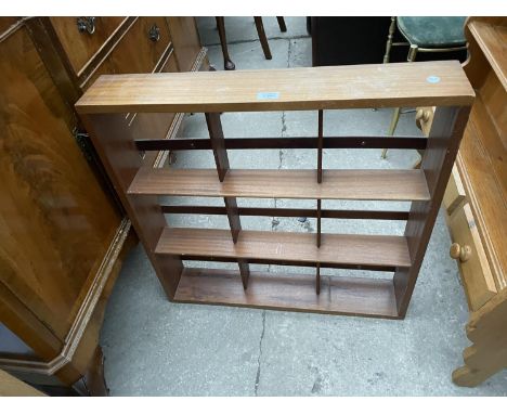 A RETRO TEAK WALL SHELF - 28" WIDE 