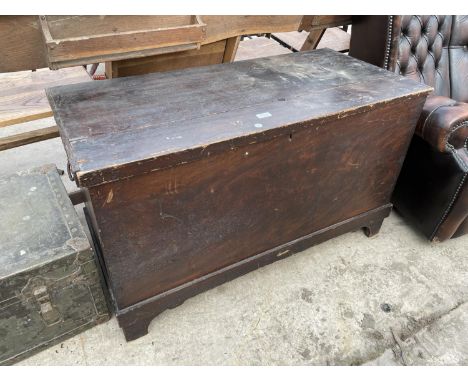 A PAINTED VICTORIAN TRUNK ON BRACKET FEET, 42" WIDE