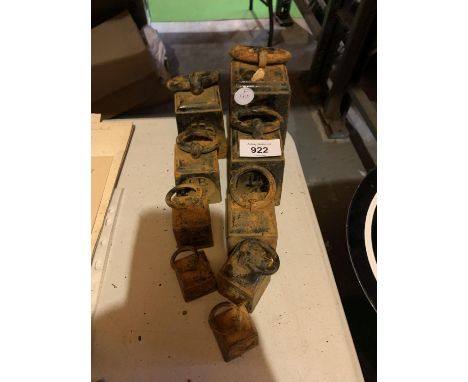 NINE VARIOUS VINTAGE WEIGHTS 