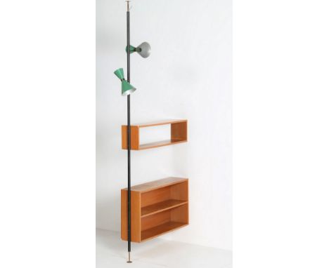 Attributed Partition cabinet. Lacquered metal, wood. Cm 120,00 x 275,00 x 25,00. Dividing structure composed of two wooden ha
