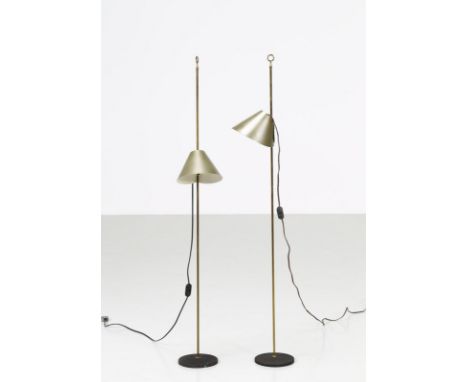 Pair of lamps. Cast iron, aluminum and brass. Cm 25,00 x 121,00 x 17,00. Pair of floor lamps model Monachella, for Azucena, 5