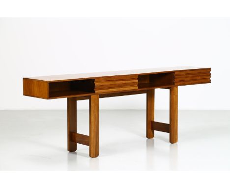 Console. Walnut. Cm 220,00 x 79,00 x 40,50. Console in walnut wood, for Casalucii, 60s.