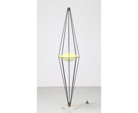 Floor lamp. Metal and perspex. Cm 44,00 x 213,00 x 44,00. Floor lamp mod. 12628 "Siluro", for Arredoluce, 1957. Marble base, 