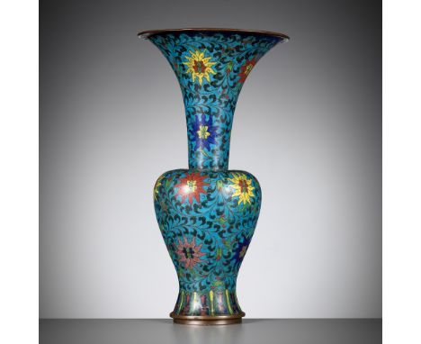 A CLOISONNÃ‰ ENAMEL PHOENIX TAIL VASE, YENYEN, WANLI PERIOD 萬曆掐絲琺瑯鳳尾尊Please note this Lot is to be sold at No Reserve. 本拍品不設底