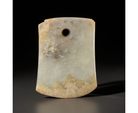 A WHITE AND YELLOW JADE AX, FU, NEOLITHIC PERIOD 新石器時代玉斧Please note this Lot is to be sold at No Reserve. 本拍品不設底價China, c. 3r