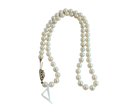 PAERL NECKLACE WITH 9 CARAT GOLD CATCH SET WITH SEED PEARL 
