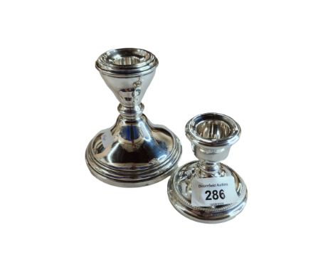 SILVER CANDLESTICK 4" &amp; A DWARF SILVER CANDLESTICK 
