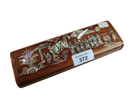 VINTAGE MOTHER OF PEARL INLAID PENCIL/PEN CASE 