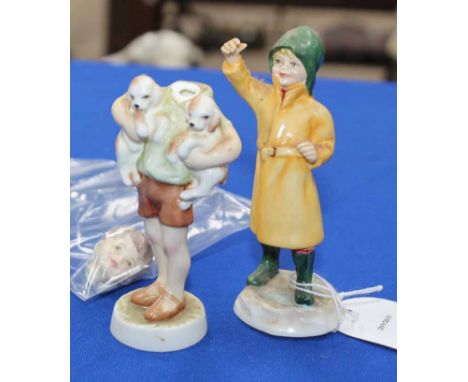 ROYAL WORCESTER FIGURE OF A FISHERMAN
and one other (damaged)