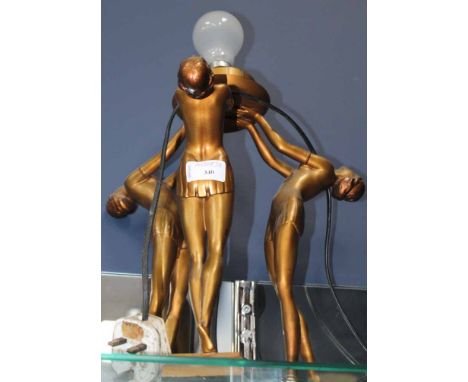 ART DECO GILT TABLE LAMP
modelled as a circle of three semi-clad female figures 