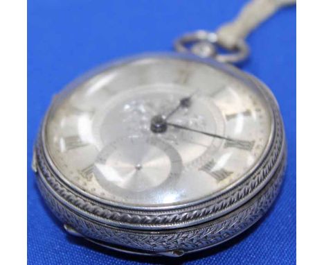 GENTLEMAN'S OPEN FACE SILVER DIAL POCKET WATCH
the engine turned silver and gold dial with Roman numerals and subsidiary seco