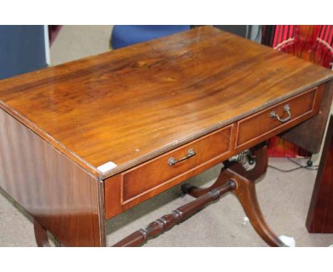 MAHOGANY SOFA TABLE 
together with a small mahogany coffee table 