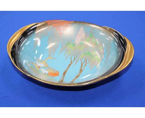 CARLTONWARE BLEU ROYAL DISH
decorated with cranes, 26cm across