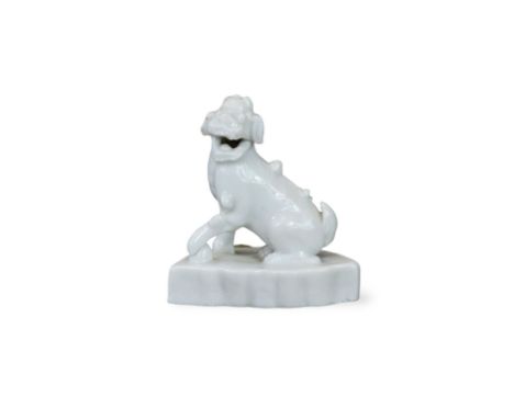 A 'blanc de chine' Lion on a Leaf, Kangxi moulded in the shape of lion, overall in ivory white glaze Good condition, minor ch