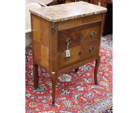 A small Transitional style marble topped commode W.65cm